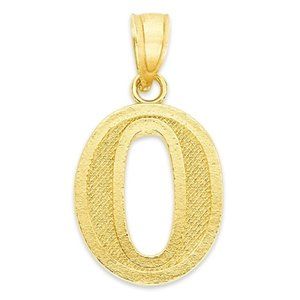 10k Gold Number 0 Pendant, Lucky Number Jewelry